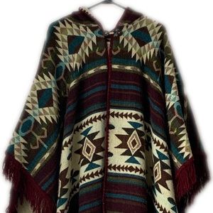 100% alpaca wool poncho with hood